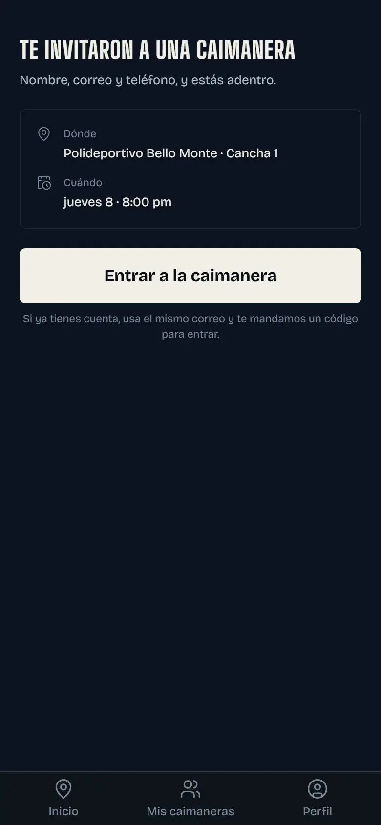 Lo que ve quien abre el link: te invitaron a una caimanera