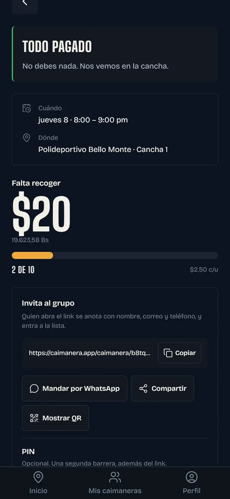 Todo pagado: nos vemos en la cancha