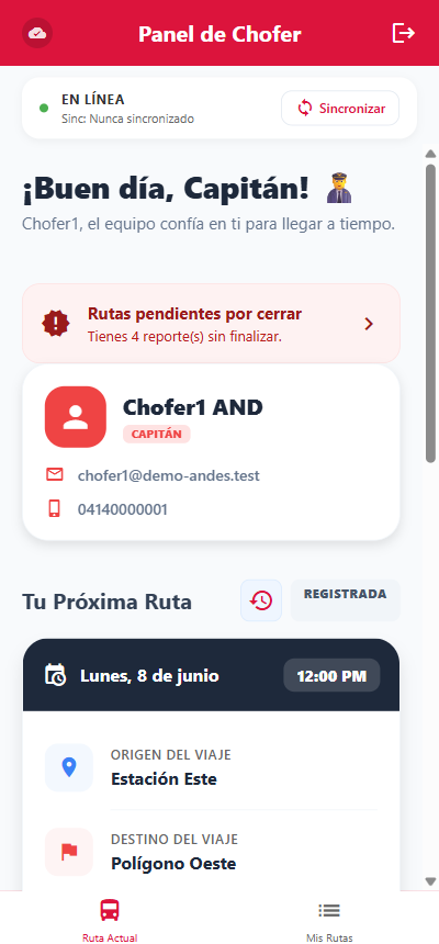 VanSpot — app del chofer