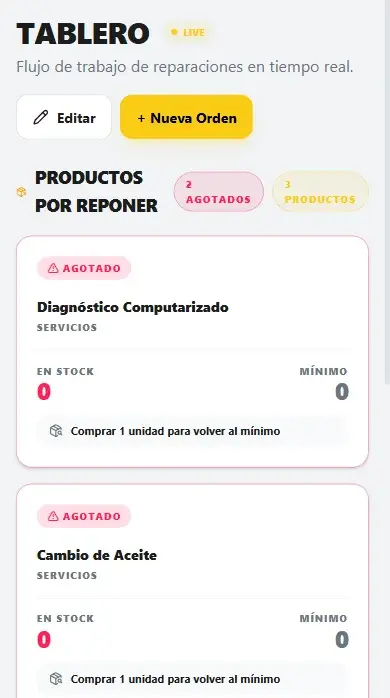 Alertas de inventario bajo en el teléfono